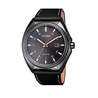Orologio Citizen Uomo Cronografo Eco-Drive, Cassa In Acciaio 42mm, Quadrante Grigio E Cinturino In Pelle Nera Traforata.
