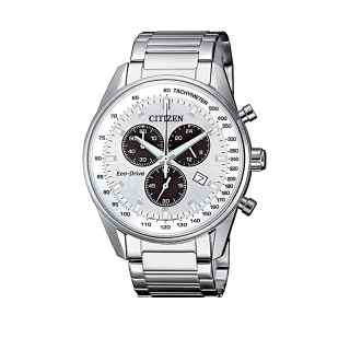 Orologio Crono della Of Collection di Citizen. Cronografo da uomo, cassa in acciaio con fondo serrato a vite.