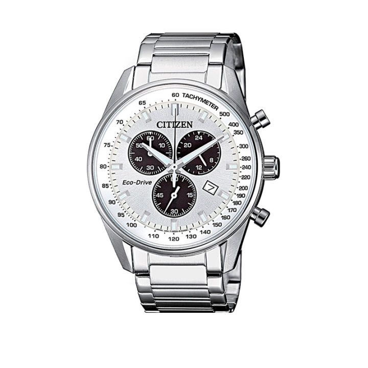 Orologio Crono della Of Collection di Citizen. Cronografo da uomo, cassa in acciaio con fondo serrato a vite.