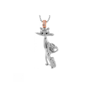 Collana a pallini con ciondolo La Gatta Cosmopolita in argento 925 e cubic zirconia di La Gatta Gioielli.