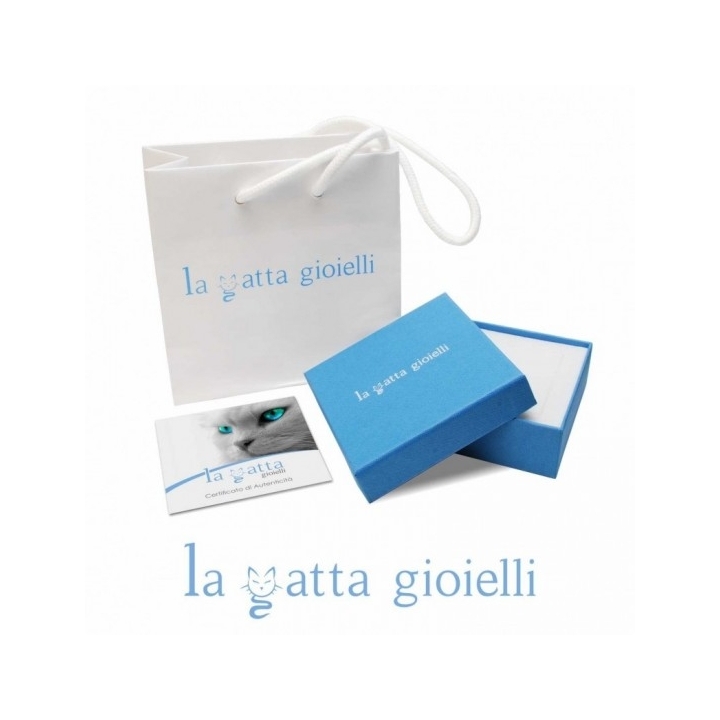 Collana a pallini con ciondolo La Gatta Cosmopolita in argento 925 e cubic zirconia di La Gatta Gioielli.