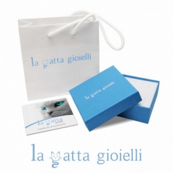 Collana a pallini con ciondolo La Gatta Timida in argento 925 e cubic zirconia di La Gatta Gioielli.