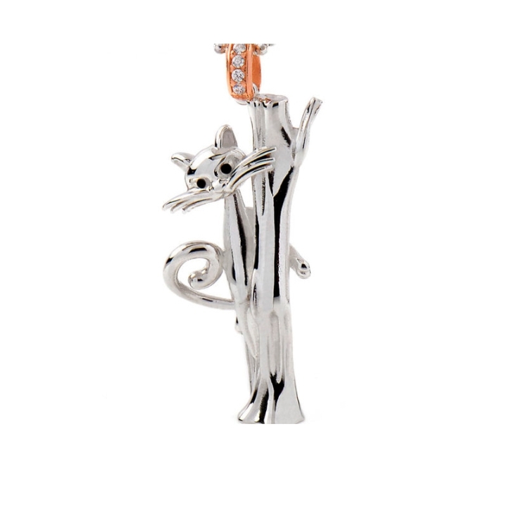 Collana a pallini con ciondolo La Gatta Timida in argento 925 e cubic zirconia di La Gatta Gioielli.