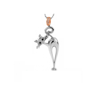 Collana a pallini con ciondolo La Gatta Smorfiosa in argento 925 e cubic zirconia di La Gatta Gioielli.
