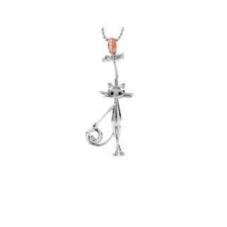 Collana a pallini con ciondolo La Gatta Sportiva in argento 925 e cubic zirconia di La Gatta Gioielli.