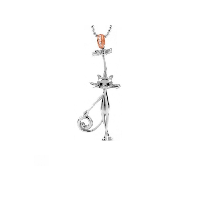 Collana a pallini con ciondolo La Gatta Sportiva in argento 925 e cubic zirconia di La Gatta Gioielli.