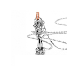 Collana a pallini con ciondolo La Gatta Mattacchiona in argento 925 e cubic zirconia di La Gatta Gioielli.