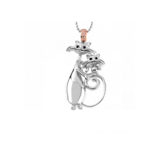 Collana a pallini con ciondolo La Gatta Mammona in argento 925 e cubic zirconia di La Gatta Gioielli.