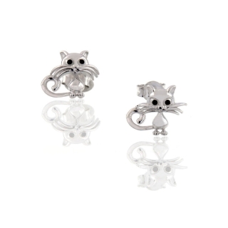 Orecchini lobo in argento 925 rodiato di La Gatta Gioielli. Made in Italy.
