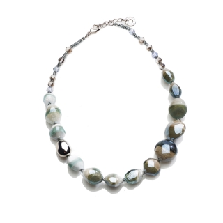 Collana di Antica Murrina con perle in vetro con varie lavorazioni veneziane, Made in Italy.