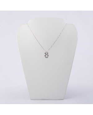 Girocollo con ciondolo Donnina stilizzata in oro bianco 18 kt con diamante taglio brillante ct 0.01.