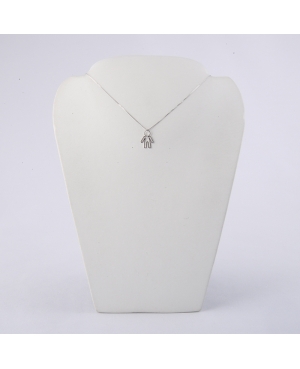 Girocollo con ciondolo Omino stilizzato in oro bianco 18 kt con diamante taglio brillante ct 0.01.