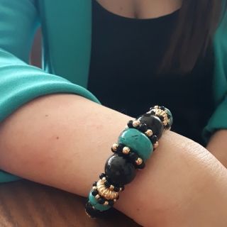Outlet Ravelli | Bracciale in Turchese Africano, Onice e argento