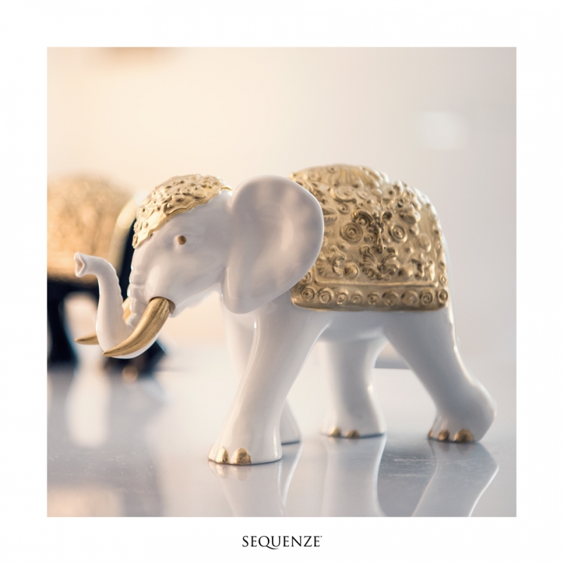 Sequenze  Elefante decorato con foglia oro