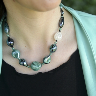 Collana Crevan di Antica Murrina con perle di vetro di Murano con varie lavorazioni veneziane.