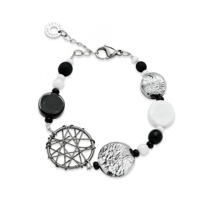 Bracciale di Antica Murrina della Collezione Honey con Boule di vetro con colate di vetro.