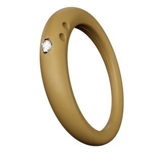 Anello con diamante 0.02 carati taglio brillante in castone d’argento 800 montato su silicone anallergico color sabbia fine.