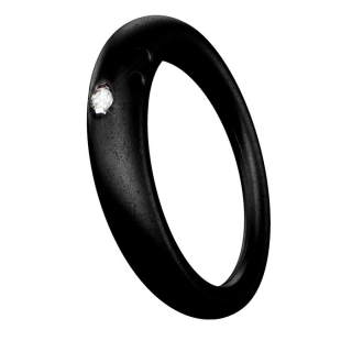 Anello con diamante 0.02 carati taglio brillante in castone d’argento 800 montato su silicone anallergico.