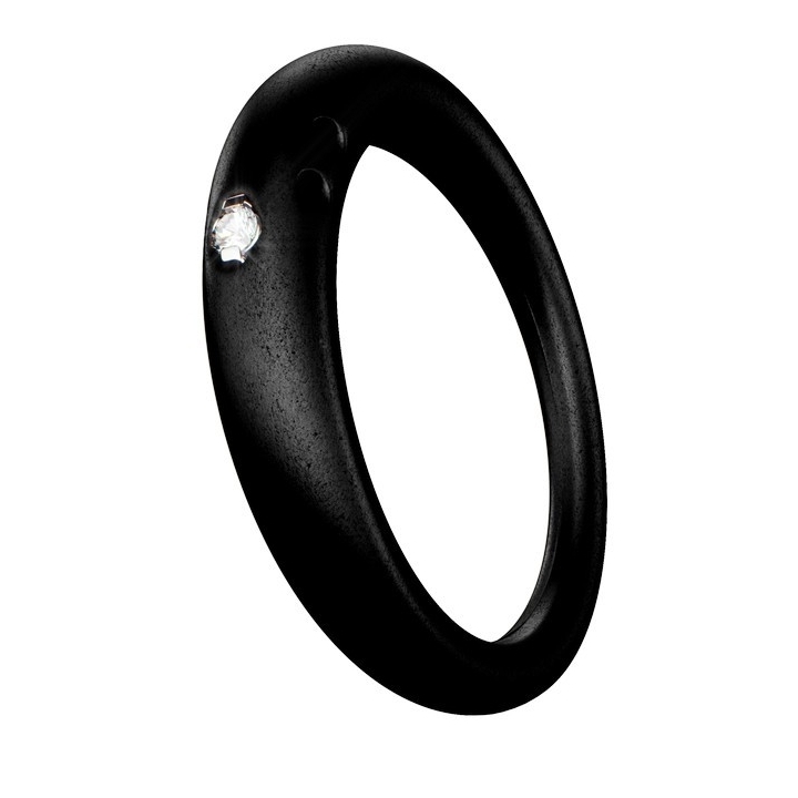 Anello con diamante 0.02 carati taglio brillante in castone d’argento 800 montato su silicone anallergico.