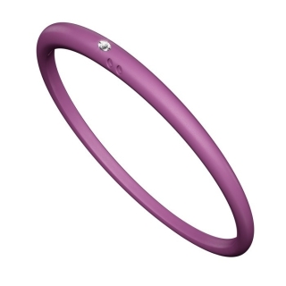 Bracciale unisex con diamante in castone d’argento 800 su silicone anallergico color viola romantico.