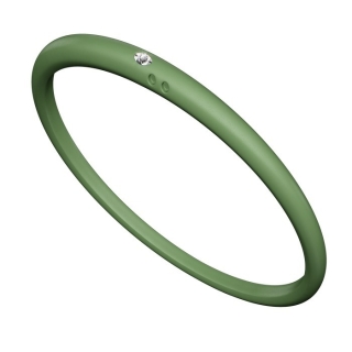 DuePunti | Bracciale in silicone Verde Pacifico, argento e diamante