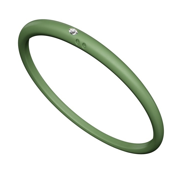 DuePunti | Bracciale in silicone Verde Pacifico, argento e diamante