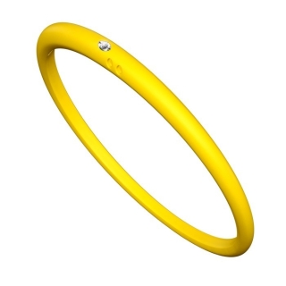 Bracciale unisex con diamante in castone d’argento 800 su silicone anallergico color giallo irriverente.