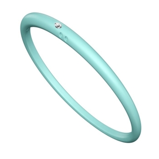 Duepunti | Bracciale in silicone Verde bugiardo, argento e diamante