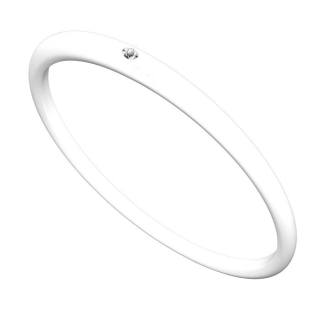 DuePunti | Bracciale in silicone Bianco perfetto, argento e diamante