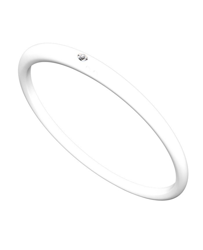 DuePunti | Bracciale in silicone Bianco perfetto, argento e diamante