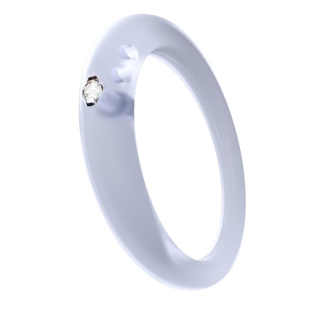 Anello con diamante taglio brillante in castone d’argento 800 su silicone anallergico blu trasparente.