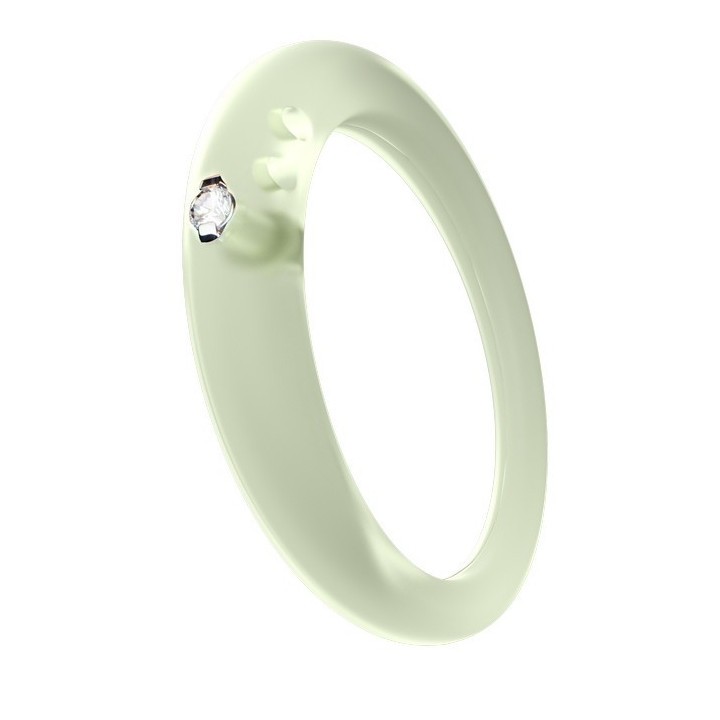 DuePunti | Anello in silicone Verde Trasparente, argento e diamante
