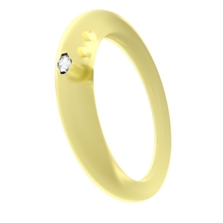 Anello con diamante taglio brillante in castone d’argento 800 su silicone anallergico giallo trasparente.