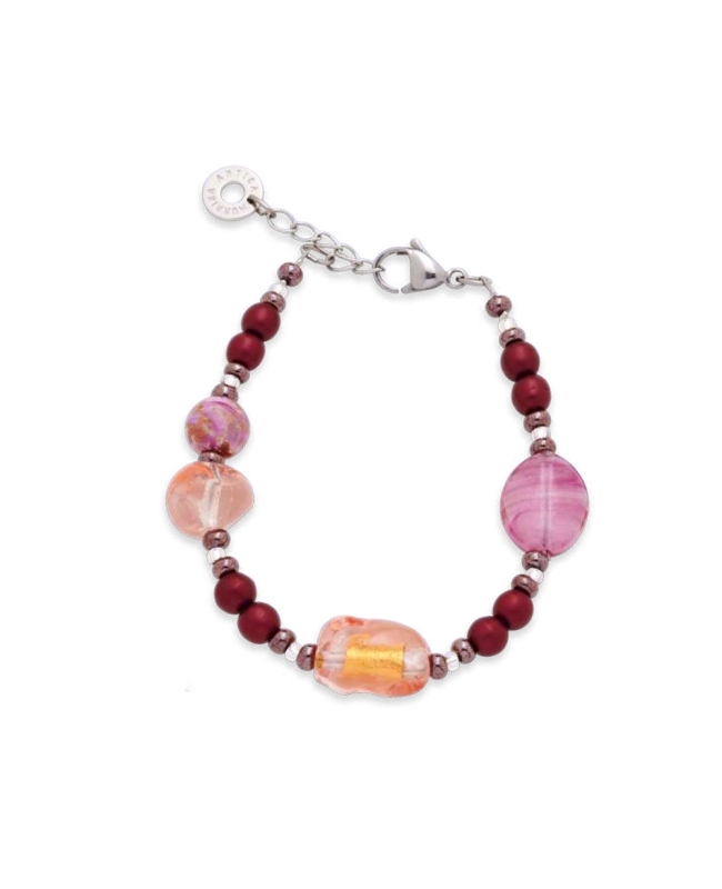 Bracciale di Antica Murrina della Collezione Iris con perle in vetro dai colori intensi ed effetto seta.