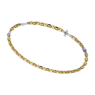 Bracciale da uomo Zancan in oro giallo e bianco con diamante e zaffiri.
