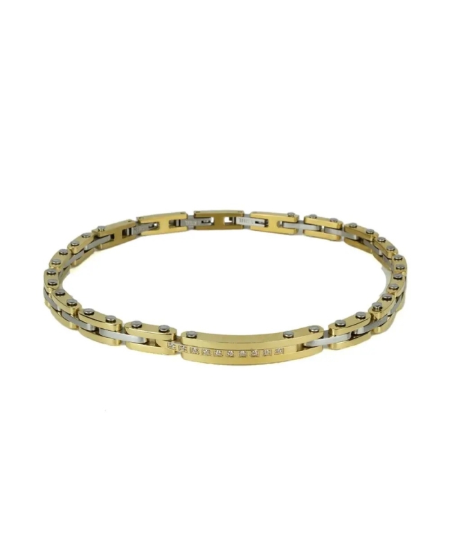 Zancan | Bracciale uomo acciaio pvd oro Hiteck con zirconi - UHB047