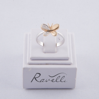 Selezione Ravelli | Anello farfalla oro bianco e rosè 18kt e duraliti