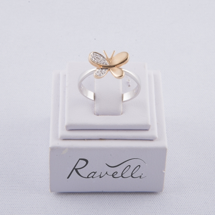 Selezione Ravelli | Anello farfalla oro bianco e rosè 18kt e duraliti