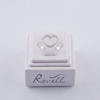 Anello donna in oro bianco 18 kt con cuore impreziosito da duraliti.