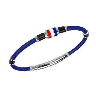 Bracciale da uomo in argento 925 e Kevlar color azzurro della Collezione Regata di Zancan.