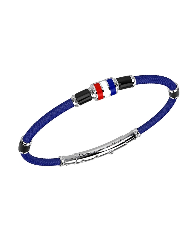 Bracciale da uomo in argento 925 e Kevlar color azzurro della Collezione Regata di Zancan.