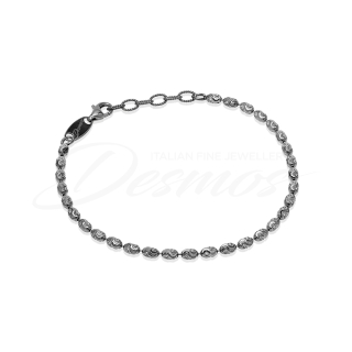 Bracciale Rice Typhoon da donna di Desmos con catena e beads in argento 925 rodiato canna di fucile e sfaccettato al laser.