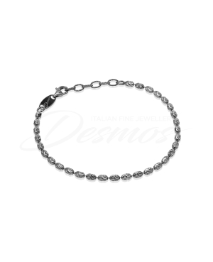 Bracciale Rice Typhoon da donna di Desmos con catena e beads in argento 925 rodiato canna di fucile e sfaccettato al laser.