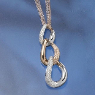 Mario Porzio | Girocollo multifilo con ciondolo in oro bianco e rosè 18 kt