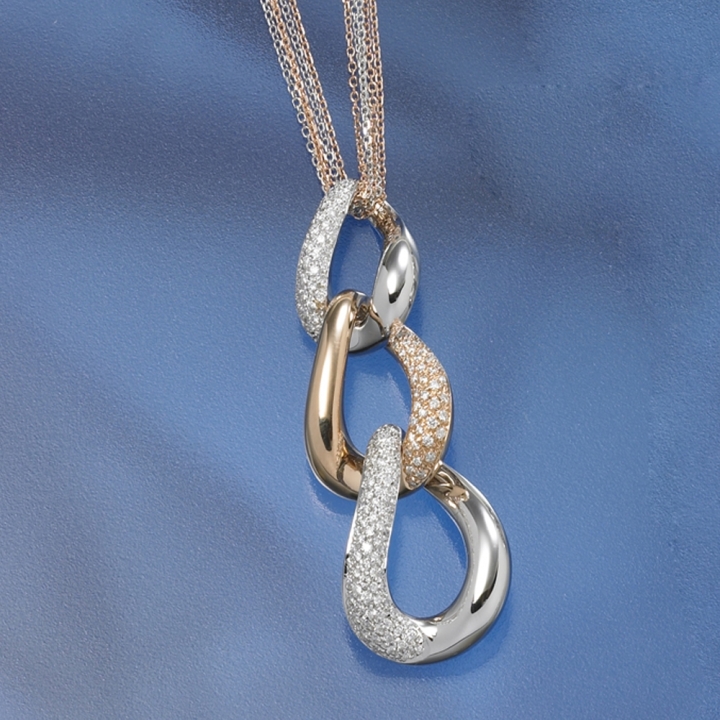 Mario Porzio | Girocollo multifilo con ciondolo in oro bianco e rosè 18 kt