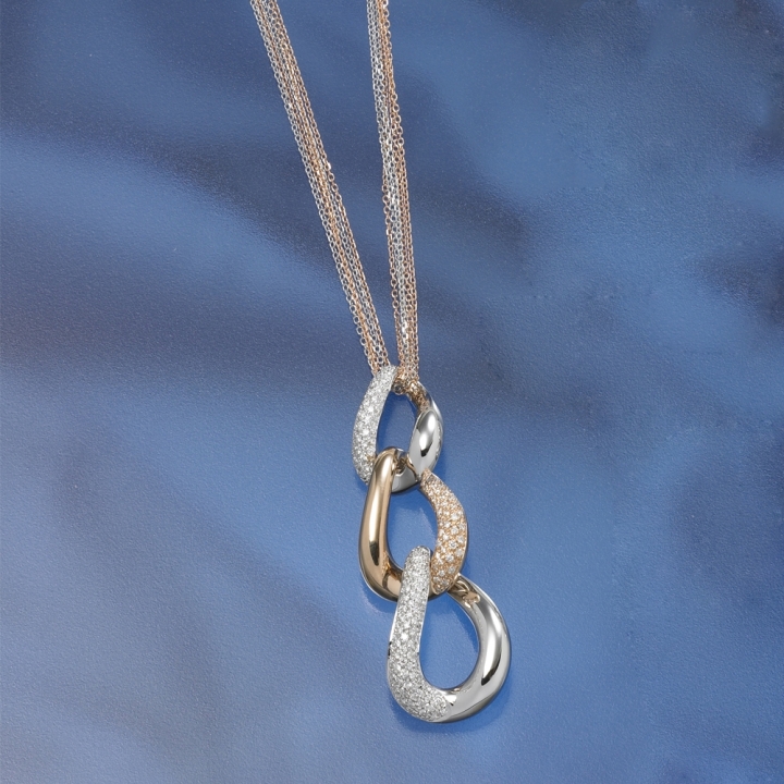 Mario Porzio | Girocollo multifilo con ciondolo in oro bianco e rosè 18 kt