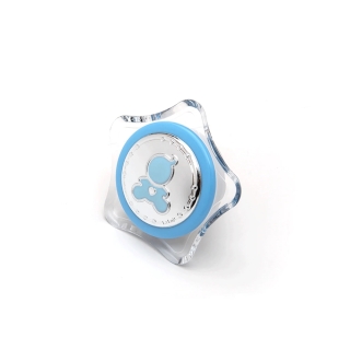 Sequenze. Luce notturna "Stella" da 10cm con placca in Argento Bilamenato con decoro Celeste La Luì.