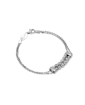 Bracciale Luminosa di Desmos, catenelle e sfere in argento 925 rodiato. Made in Italy. Lunghezza 16,5 cm.