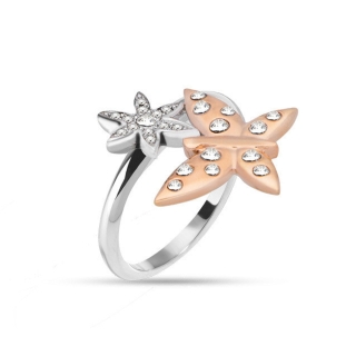 Anello Morellato donna in acciaio 316L con farfalla in pvd rosa e cristalli bianchi. Misura 14. Made in Italy.