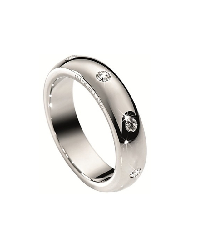 Anello Morellato fedina donna in acciaio 316L medicale con cristalli bianchi. Misura 16. Made in Italy.